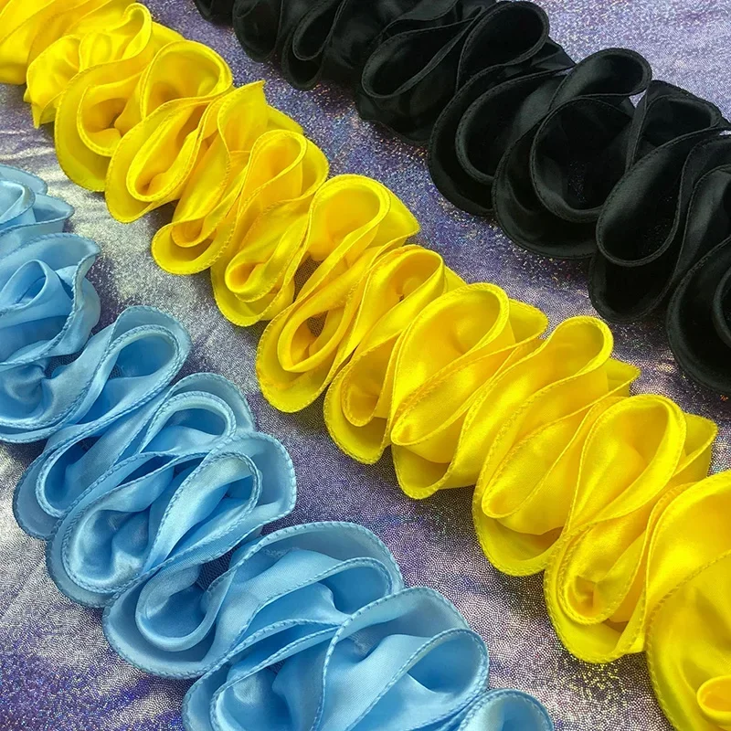 Lace Ribbon Trim - 5 ياردة مطوي تكدرت تقليم الساتان