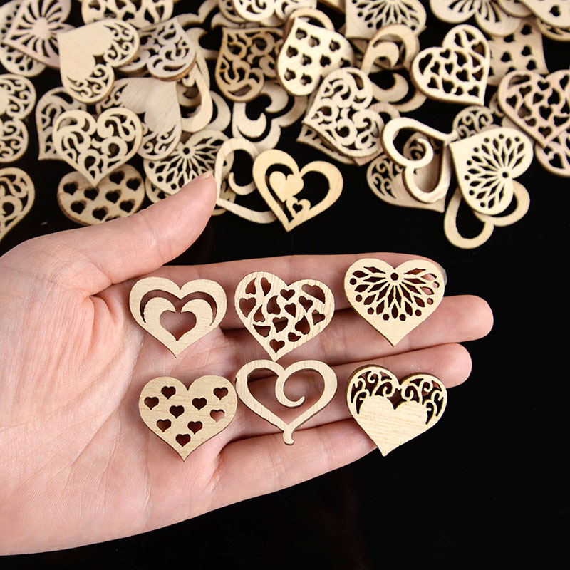 50/100 قطعة نمط القلب المجوف ش - مراجعة Embellishments For Scrapbooking وسعره