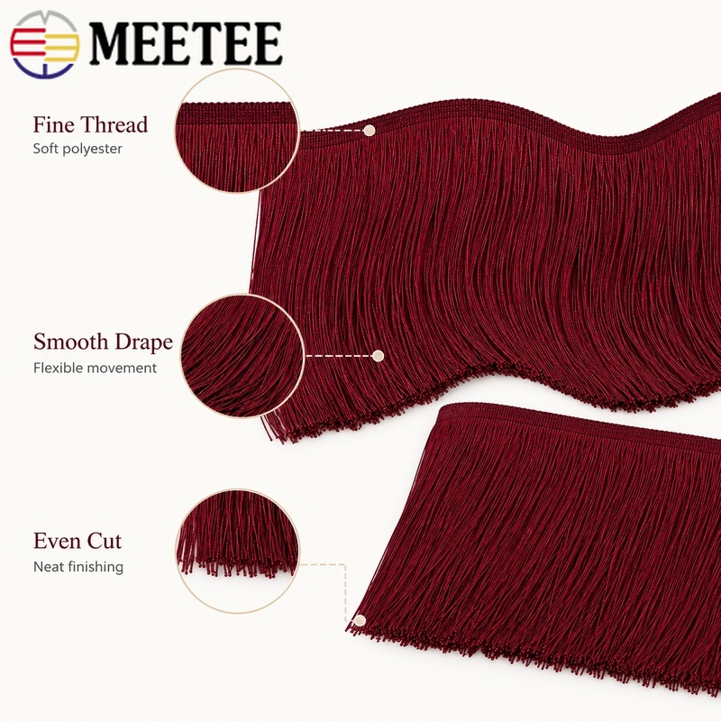 شريط شراشيب أحمر بطول 5/10 يار - مراجعة Fringe Ribbon Sewing وسعره